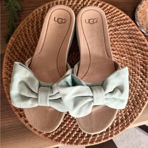 UGG Women's Light Green Bow Slippers